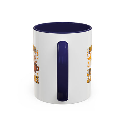 Coffee Lover's Accent Mug - Powered by Jesus & Coffee, Inspirational Drinkware, Christian Gift, Coffee Enthusiast, Religious Mug, [...]