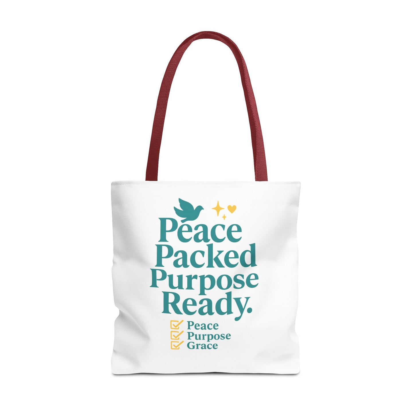 Motivational Tote Bag - Peace Packed Purpose Ready, Inspirational Eco-Friendly Bag, Gift for Friends, Stylish Everyday Use, Shopping, Gym