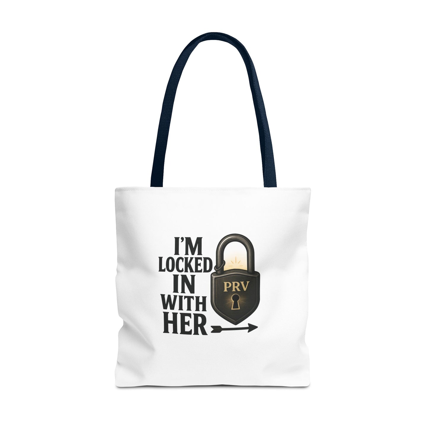 Locked In With Her Tote Bag, Funny Gift for Couples, Personalized Shopping Tote, Everyday Carryall, Unique Friendship Present