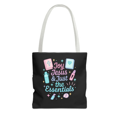 Joyful Essentials Tote Bag for Faith Lovers, Christian Canvas Bag, Unique Gift for Church, Bible Study, Everyday Use, Stylish Carryall