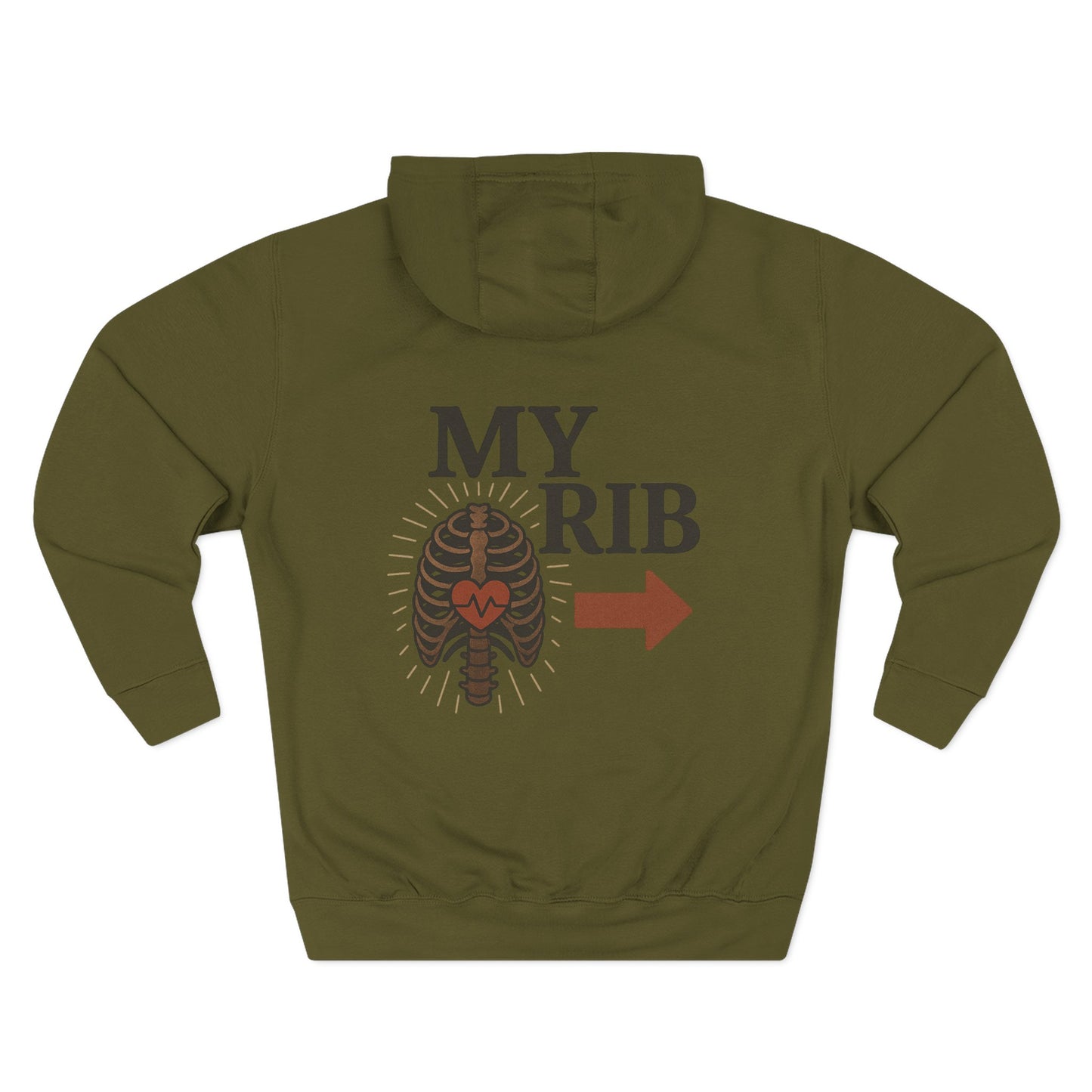 Heartfelt Rib Graphic Hoodie for Couples, Valentine's Day Gift, Matching Sweatshirt, Cozy Fleece, Romantic Style