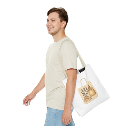 Chic Inspirational Tote Bag, Grace in My Stride Glow in My Bag, Motivational Gift, Daily Use, Eco-Friendly Shopping Bag, Trendy Handbag