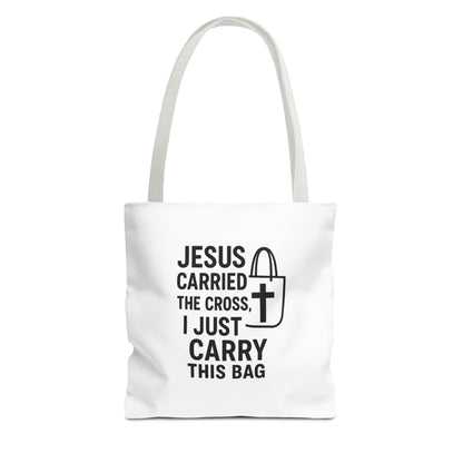 Christian Tote Bag - Jesus Carried the Cross, Everyday Use, Gift for Believers, Church Events, Eco-Friendly Shopping Bag