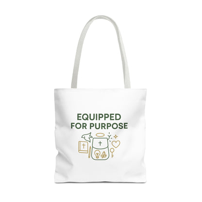 Inspirational Tote Bag - Equipped for Purpose, Motivational Gift, Everyday Carry, Christian Tote, Eco-Friendly Bag