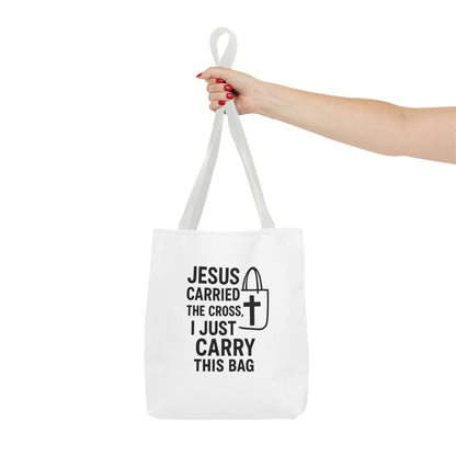 Christian Tote Bag - Jesus Carried the Cross, Everyday Use, Gift for Believers, Church Events, Eco-Friendly Shopping Bag