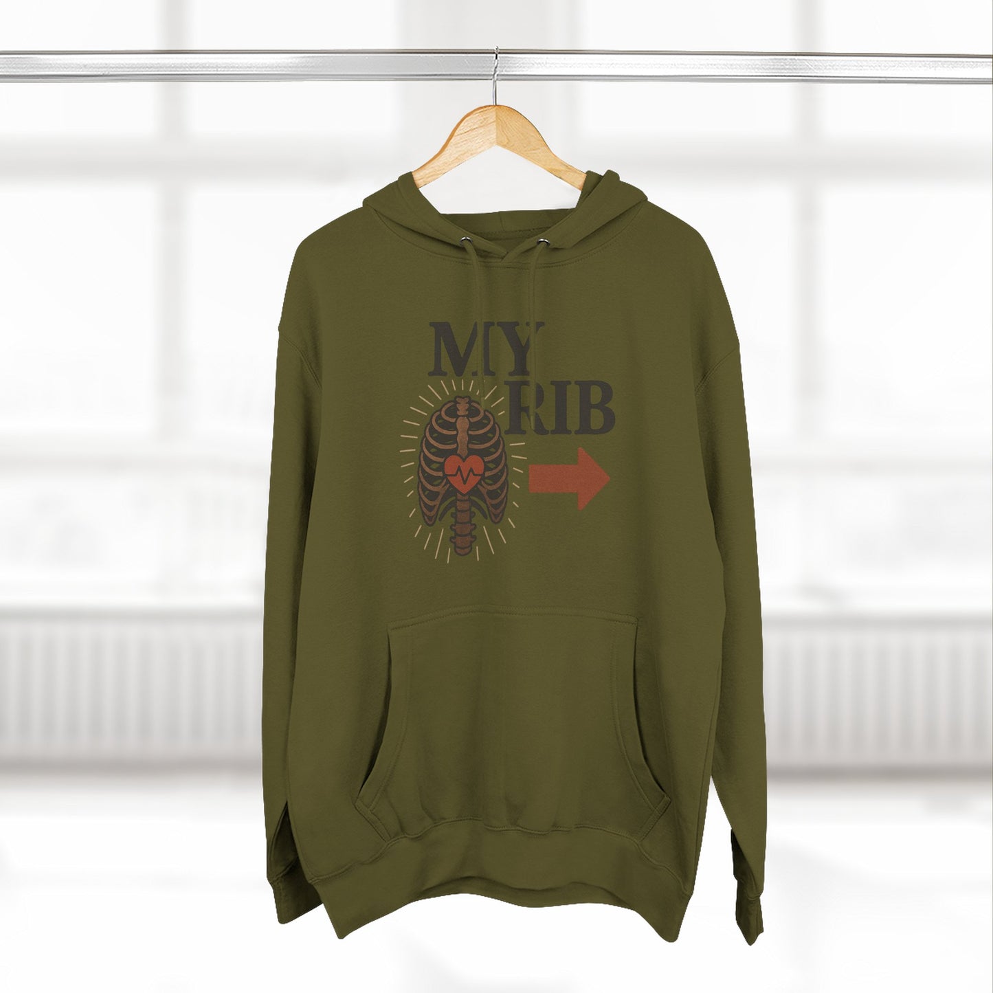 Heartfelt Rib Graphic Hoodie for Couples, Valentine's Day Gift, Matching Sweatshirt, Cozy Fleece, Romantic Style