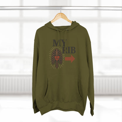 Heartfelt Rib Graphic Hoodie for Couples, Valentine's Day Gift, Matching Sweatshirt, Cozy Fleece, Romantic Style