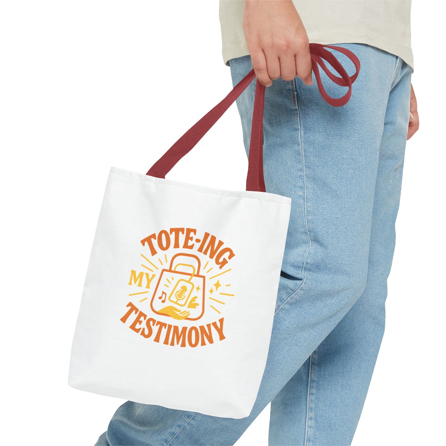 Testimony Tote Bag - Stylish AOP Bag for Daily Use, Perfect for Church, Casual Outings, or Gifts, Christian Tote, Inspirational Bag