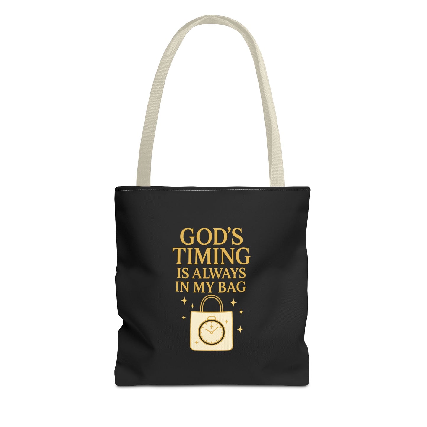 God's Timing Tote Bag | Motivational Bag for Everyday Use, Gift for Believers, Casual Tote for Work, School, and Travel