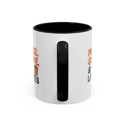 Peace, Love & Lattes Coffee Mug | Accent Mug for Coffee Lovers | Gift for Baristas, Friends, Home Decor, Kitchen Essentials