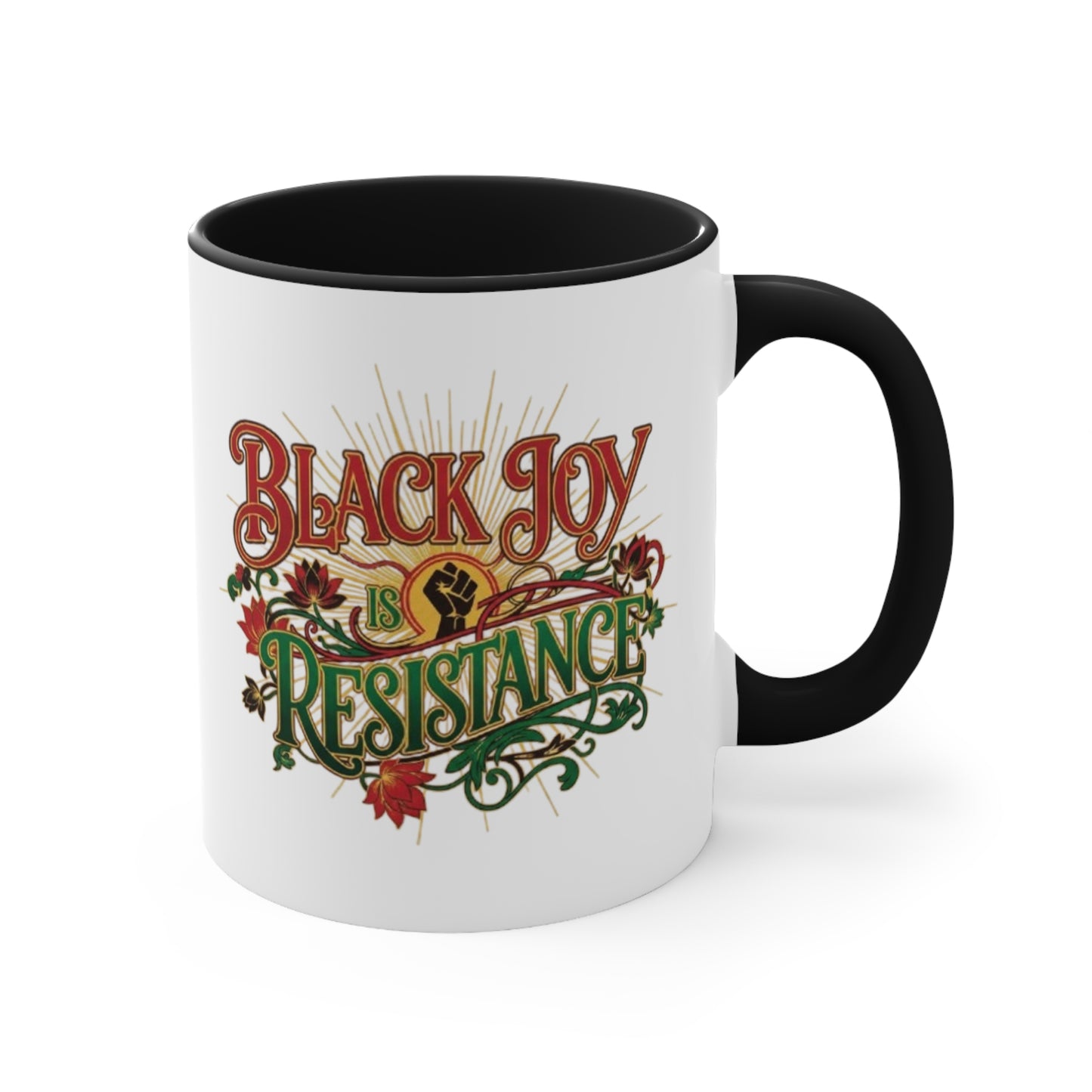 Accent Mug — "Black Joy Is Resistance" Inspirational Coffee Cup