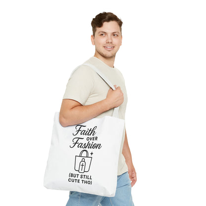 Faith Over Fashion Tote Bag - Stylish Everyday Carry, Eco-Friendly Shopping Bag, Gift for Fashion Lovers, Christian Tote, Positive Vibes