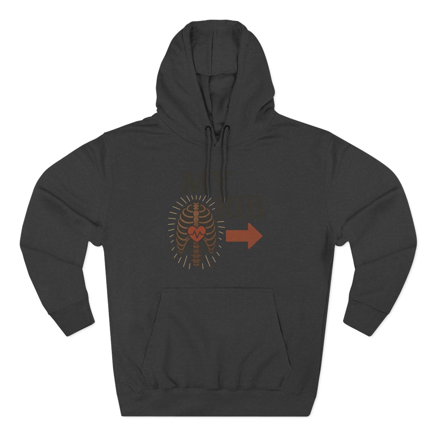 Heartfelt Rib Graphic Hoodie for Couples, Valentine's Day Gift, Matching Sweatshirt, Cozy Fleece, Romantic Style