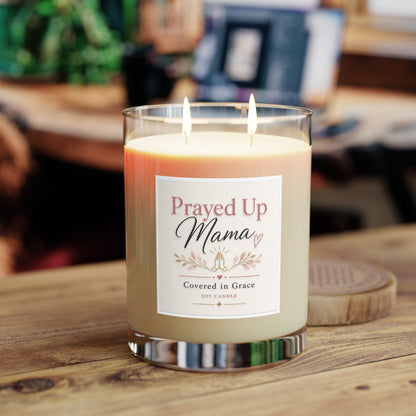 Prayed Up Mama Scented Candle — 11oz Glass Jar, Covered in Grace