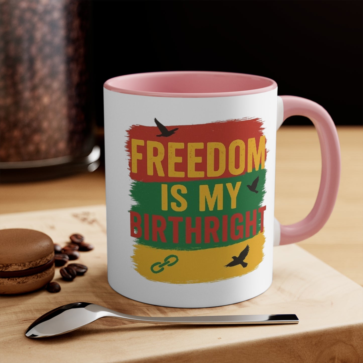Accent Mug — "Freedom Is My Birthright" Rasta-Inspired Ceramic Coffee Cup