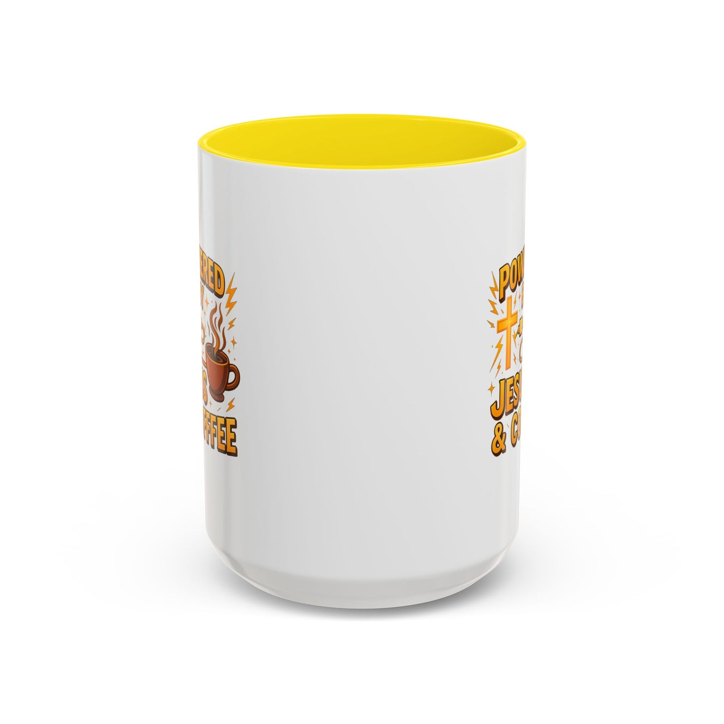 Coffee Lover's Accent Mug - Powered by Jesus & Coffee, Inspirational Drinkware, Christian Gift, Coffee Enthusiast, Religious Mug, [...]