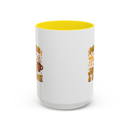 Coffee Lover's Accent Mug - Powered by Jesus & Coffee, Inspirational Drinkware, Christian Gift, Coffee Enthusiast, Religious Mug, [...]