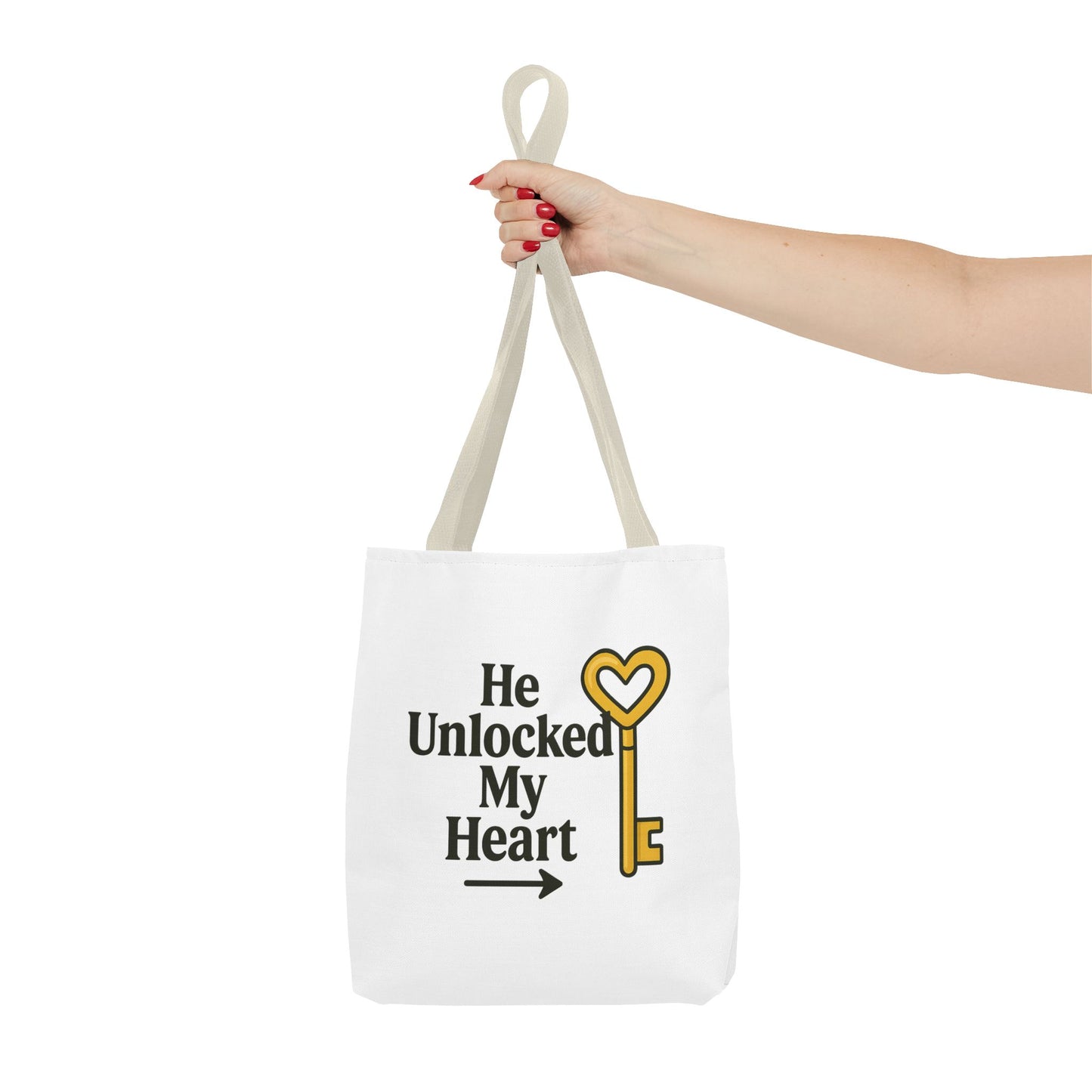 Heart Unlocking Quote Tote Bag, Valentine's Gift, Love Theme, Stylish Shoulder Bag, Perfect for Everyday Use, Cute Fashion Accessory