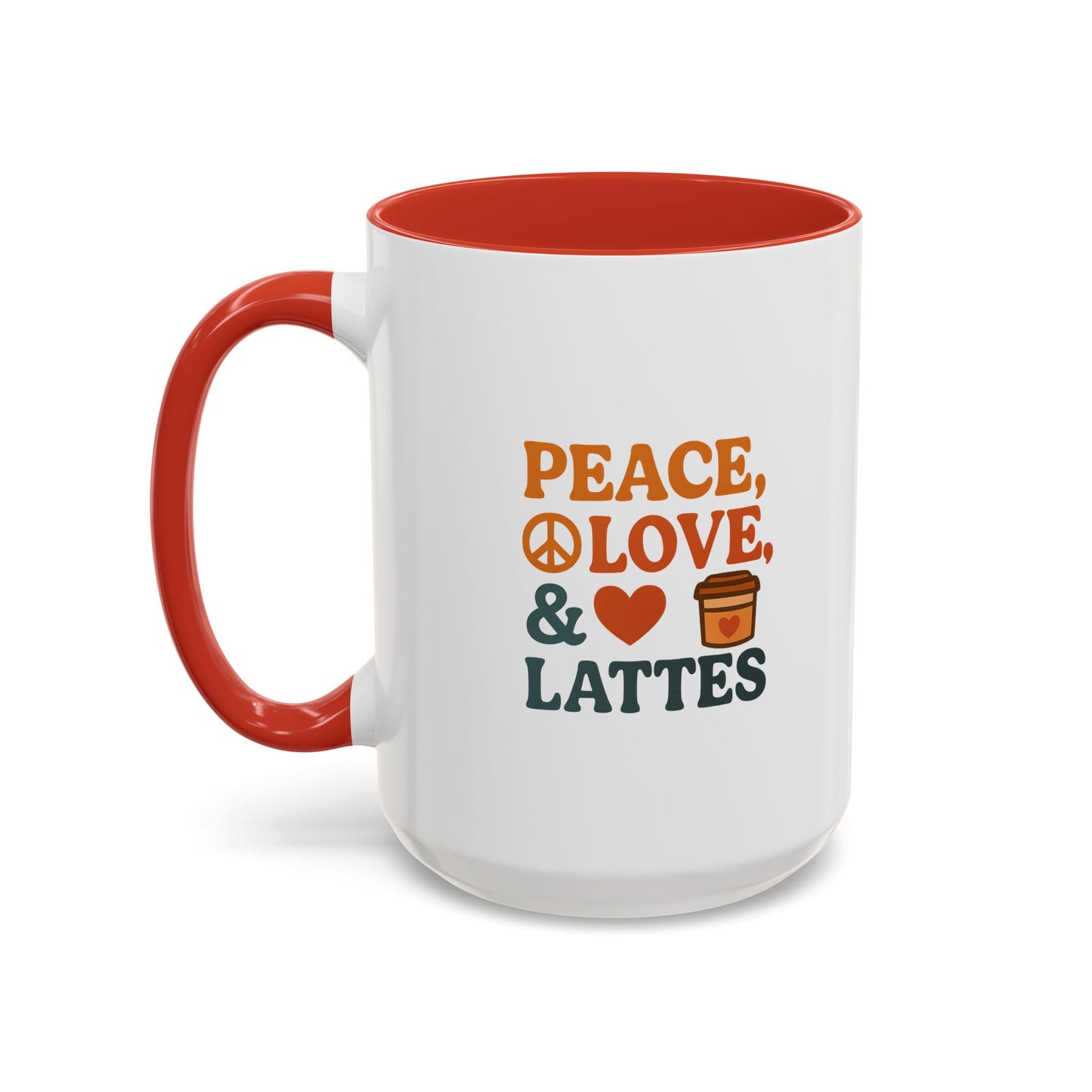 Peace, Love & Lattes Coffee Mug | Accent Mug for Coffee Lovers | Gift for Baristas, Friends, Home Decor, Kitchen Essentials