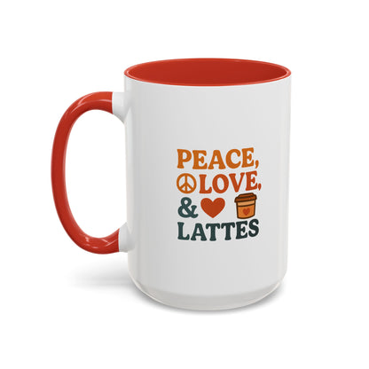 Peace, Love & Lattes Coffee Mug | Accent Mug for Coffee Lovers | Gift for Baristas, Friends, Home Decor, Kitchen Essentials