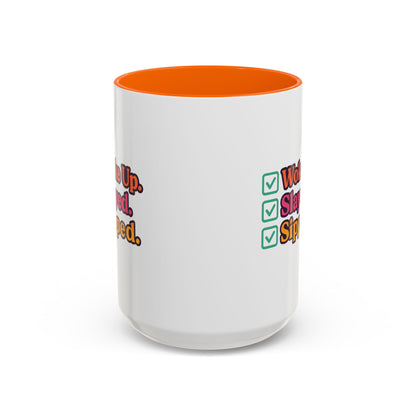Woke Up Slayed Sipped Coffee Mug, Motivational Mug Gift, Fun Coffee Cup, Inspirational Office Mug, Morning Routine Mug