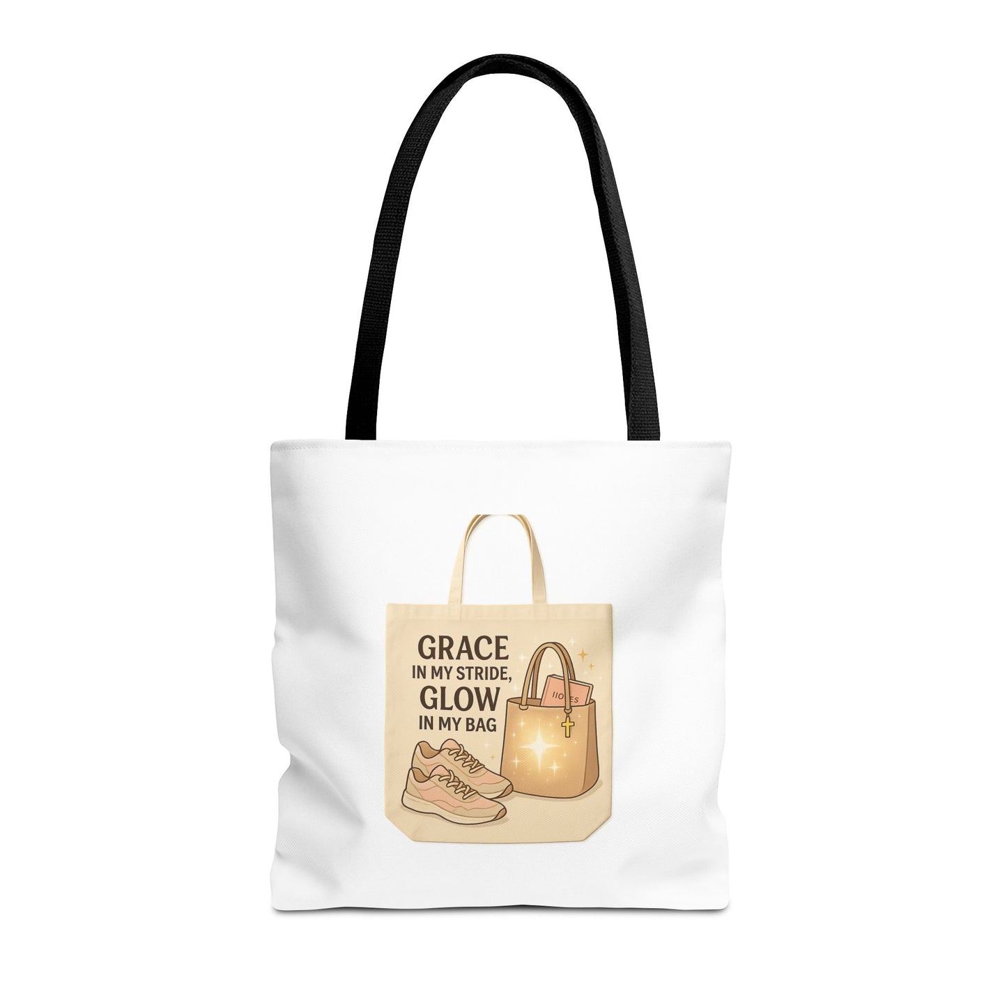 Chic Inspirational Tote Bag, Grace in My Stride Glow in My Bag, Motivational Gift, Daily Use, Eco-Friendly Shopping Bag, Trendy Handbag