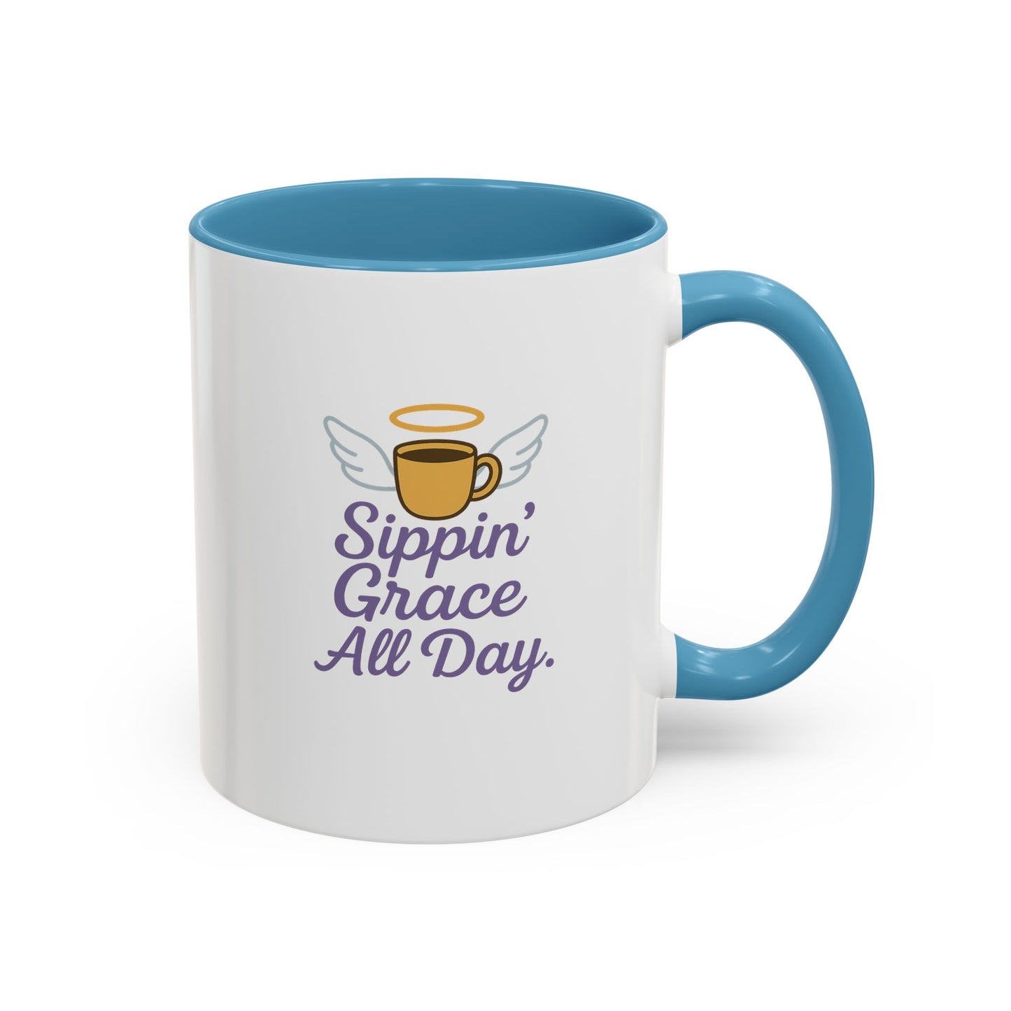 Sipping Grace Accent Coffee Mug | Stylish Gift for Coffee Lovers, Inspirational Mug, Office Décor, Unique Funny Coffee Cup