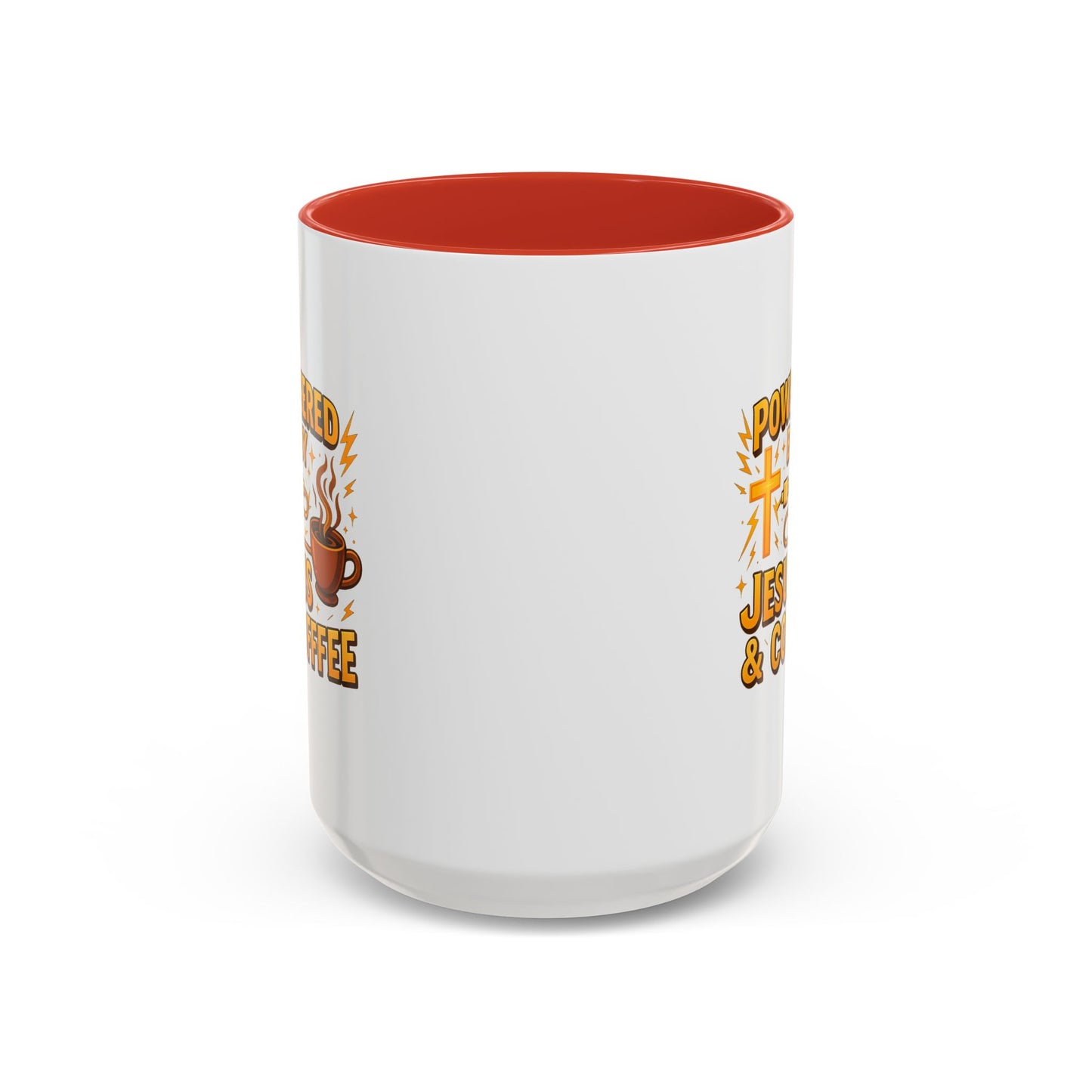 Coffee Lover's Accent Mug - Powered by Jesus & Coffee, Inspirational Drinkware, Christian Gift, Coffee Enthusiast, Religious Mug, [...]