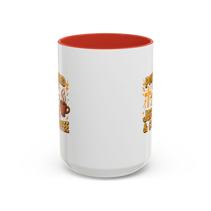Coffee Lover's Accent Mug - Powered by Jesus & Coffee, Inspirational Drinkware, Christian Gift, Coffee Enthusiast, Religious Mug, [...]