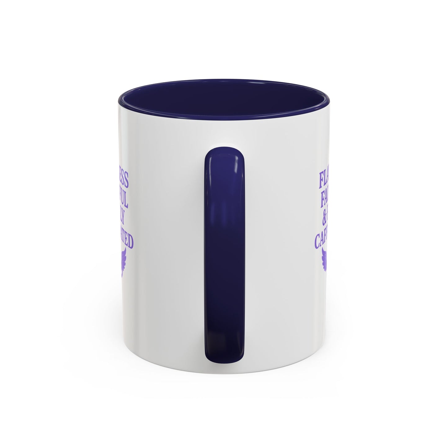 Flawless & Fully Caffeinated Accent Coffee Mug for Faithful Friends, Inspirational Gift, Morning Motivation Cup, Bible Lover's Mug