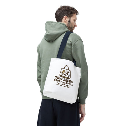 Inspirational Tote Bag - Sow Seeds Carry Harvest, Eco-Friendly Shopping Bag, Gardening Gift, Reusable Grocery Bag, Faith &amp; Nature