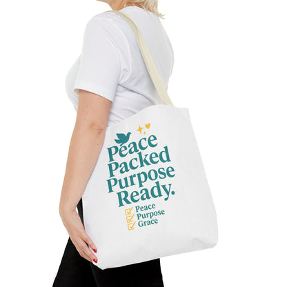 Motivational Tote Bag - Peace Packed Purpose Ready, Inspirational Eco-Friendly Bag, Gift for Friends, Stylish Everyday Use, Shopping, Gym