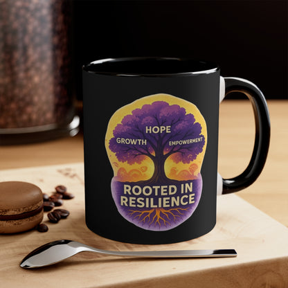 Accent Mug — Rooted in Resilience Tree Design (Hope • Growth • Empowerment)