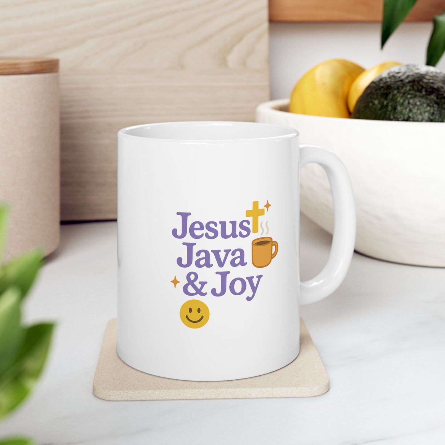 Jesus Java and Joyful Ceramic Mug - Perfect for Coffee Lovers, Gift for Tea Enthusiasts, Fun Kitchen Decor, Birthday Present, Relaxing Moments