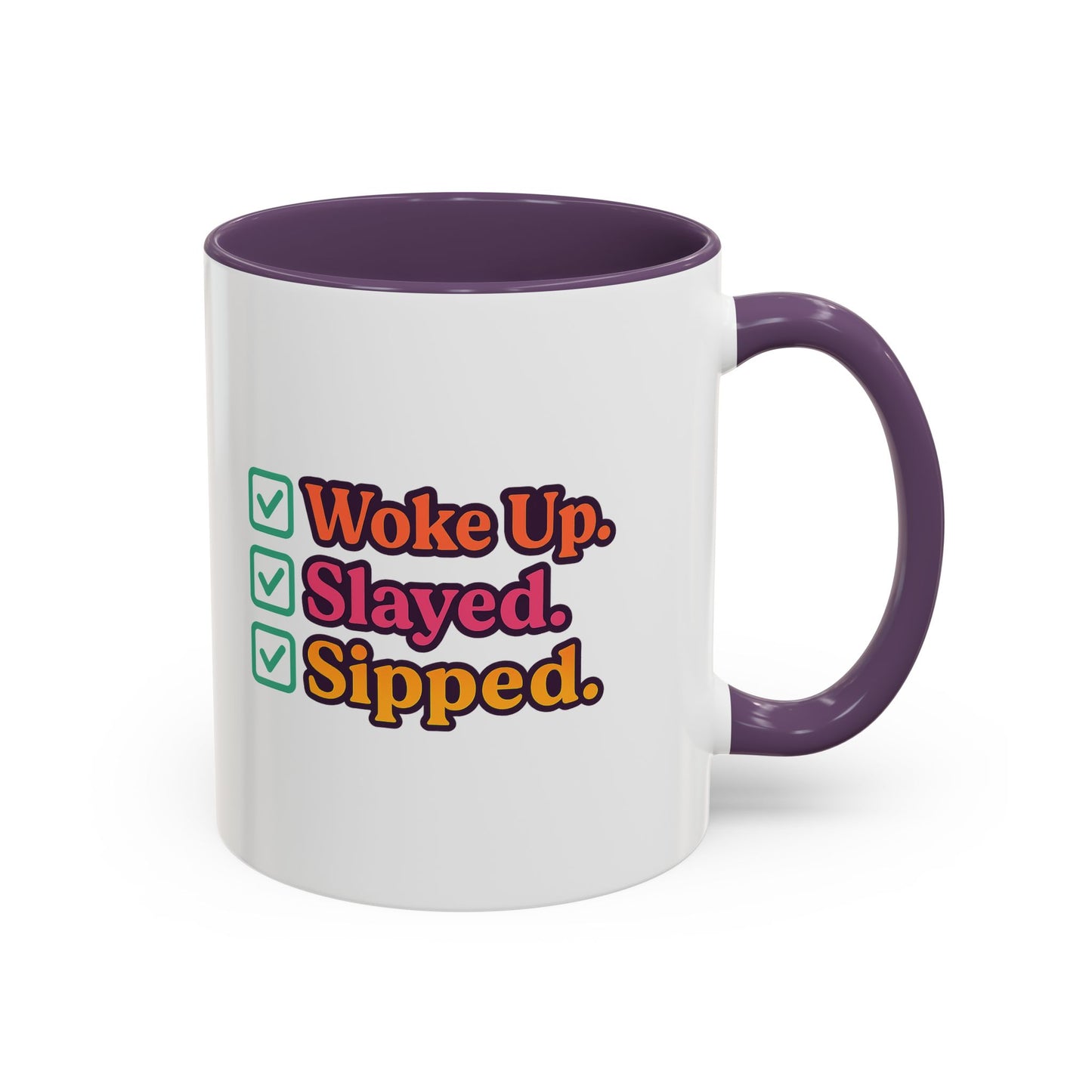 Woke Up Slayed Sipped Coffee Mug, Motivational Mug Gift, Fun Coffee Cup, Inspirational Office Mug, Morning Routine Mug