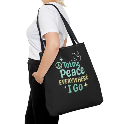 Peace-Themed Tote Bag Empower Your Journey, Eco-Friendly, Shopping, Beach, Gifts, Everyday Use