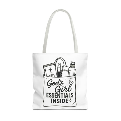 God's Girl Essentials Tote Bag | Motivational Bag for Women, Christian Gifts, Spiritual Tote, Everyday Purse, Faith-Inspired Accessory