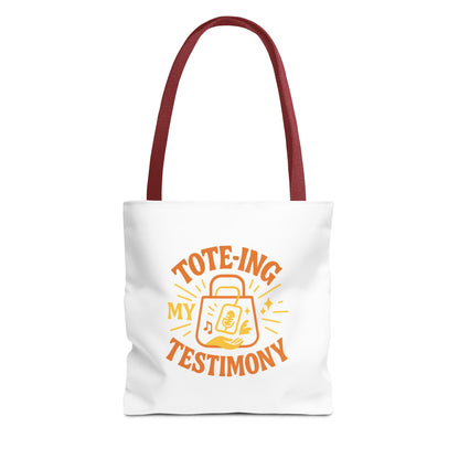 Testimony Tote Bag - Stylish AOP Bag for Daily Use, Perfect for Church, Casual Outings, or Gifts, Christian Tote, Inspirational Bag