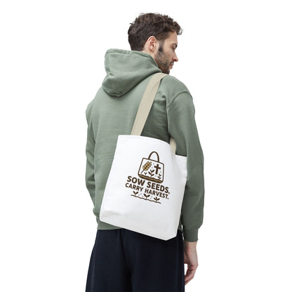 Inspirational Tote Bag - Sow Seeds Carry Harvest, Eco-Friendly Shopping Bag, Gardening Gift, Reusable Grocery Bag, Faith &amp; Nature
