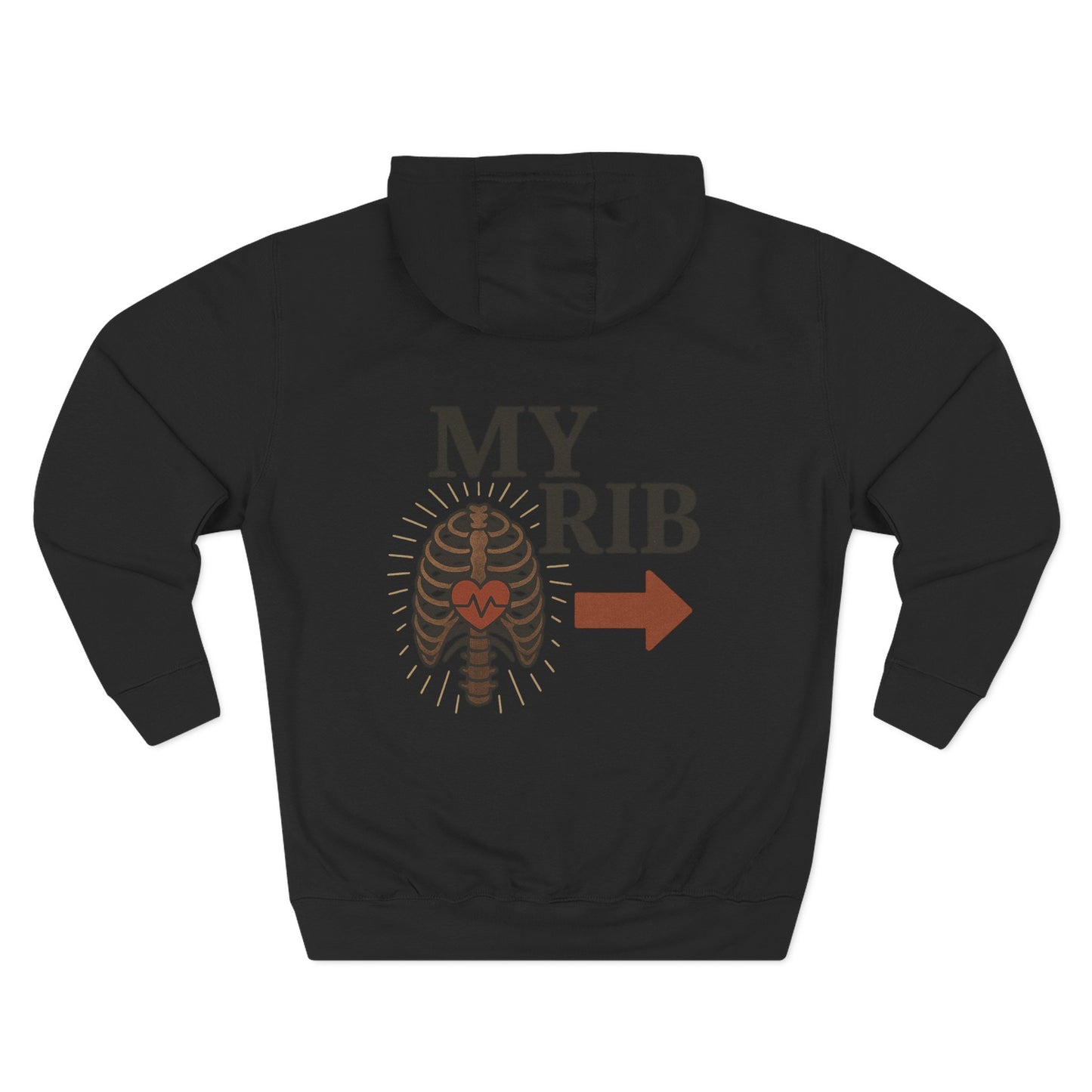 Heartfelt Rib Graphic Hoodie for Couples, Valentine's Day Gift, Matching Sweatshirt, Cozy Fleece, Romantic Style