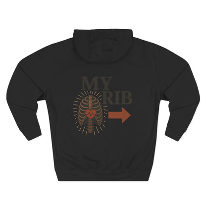 Heartfelt Rib Graphic Hoodie for Couples, Valentine's Day Gift, Matching Sweatshirt, Cozy Fleece, Romantic Style