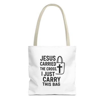 Christian Tote Bag - Jesus Carried the Cross, Everyday Use, Gift for Believers, Church Events, Eco-Friendly Shopping Bag
