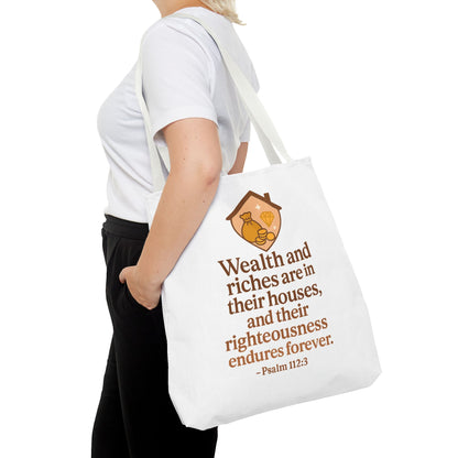 Inspirational Tote Bag with Psalm 112:3 Quote, Motivational Gift, Reusable Shopping Bag, Bible Verse Tote, Religious Accessory, [...]