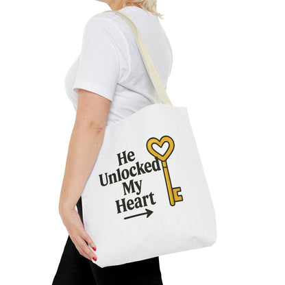 Heart Unlocking Quote Tote Bag, Valentine's Gift, Love Theme, Stylish Shoulder Bag, Perfect for Everyday Use, Cute Fashion Accessory