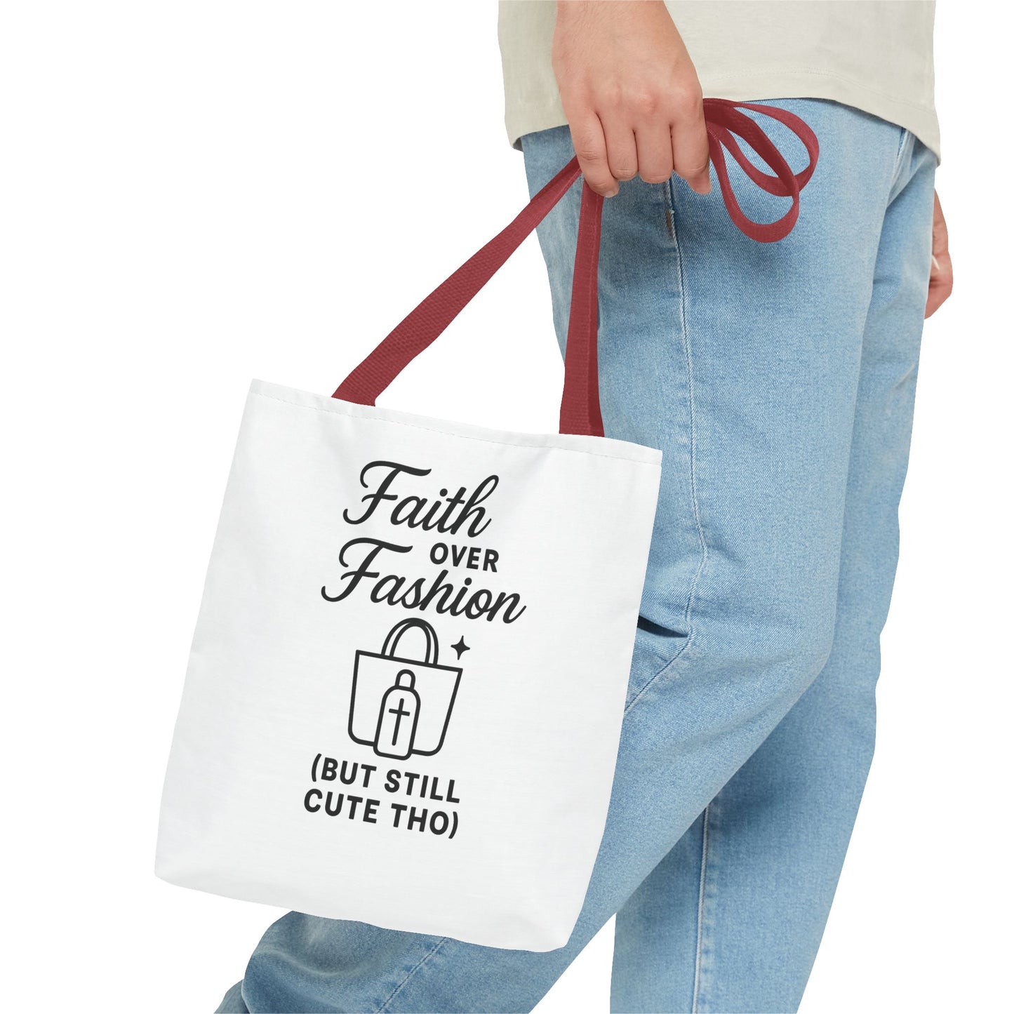Faith Over Fashion Tote Bag - Stylish Everyday Carry, Eco-Friendly Shopping Bag, Gift for Fashion Lovers, Christian Tote, Positive Vibes