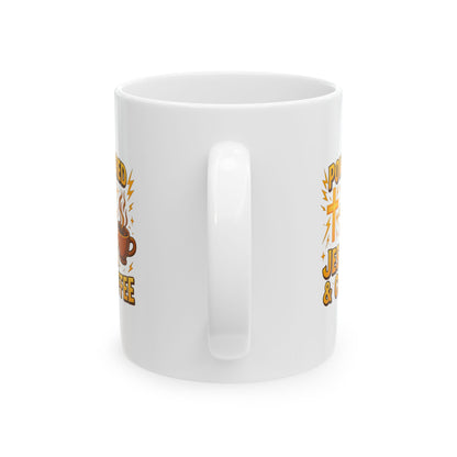 Powered by Jesus and Coffeeee - Energizing Coffee Mug, Personalized Gift, Fun Kitchen Decor, Coffee Lover's Essential, Motivational Java Cup, Perfect for Birthdays, [...]