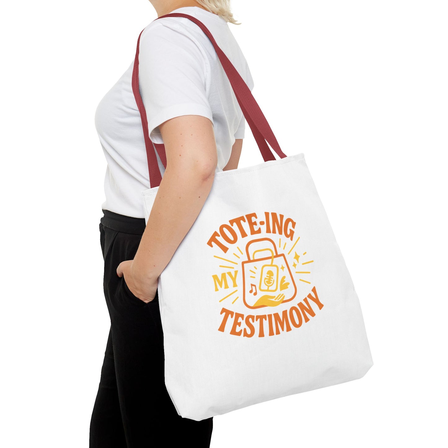 Testimony Tote Bag - Stylish AOP Bag for Daily Use, Perfect for Church, Casual Outings, or Gifts, Christian Tote, Inspirational Bag