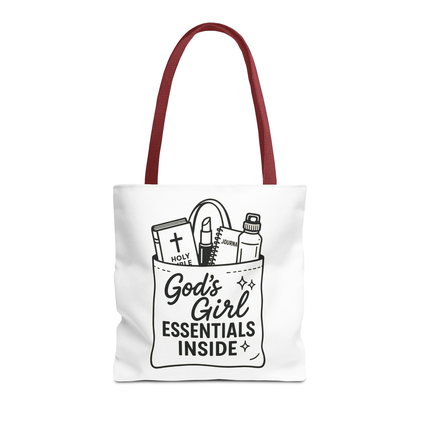 God's Girl Essentials Tote Bag | Motivational Bag for Women, Christian Gifts, Spiritual Tote, Everyday Purse, Faith-Inspired Accessory