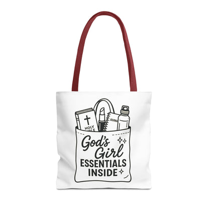 God's Girl Essentials Tote Bag | Motivational Bag for Women, Christian Gifts, Spiritual Tote, Everyday Purse, Faith-Inspired Accessory