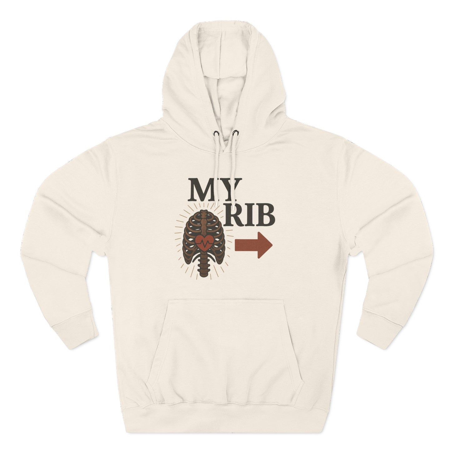 Heartfelt Rib Graphic Hoodie for Couples, Valentine's Day Gift, Matching Sweatshirt, Cozy Fleece, Romantic Style